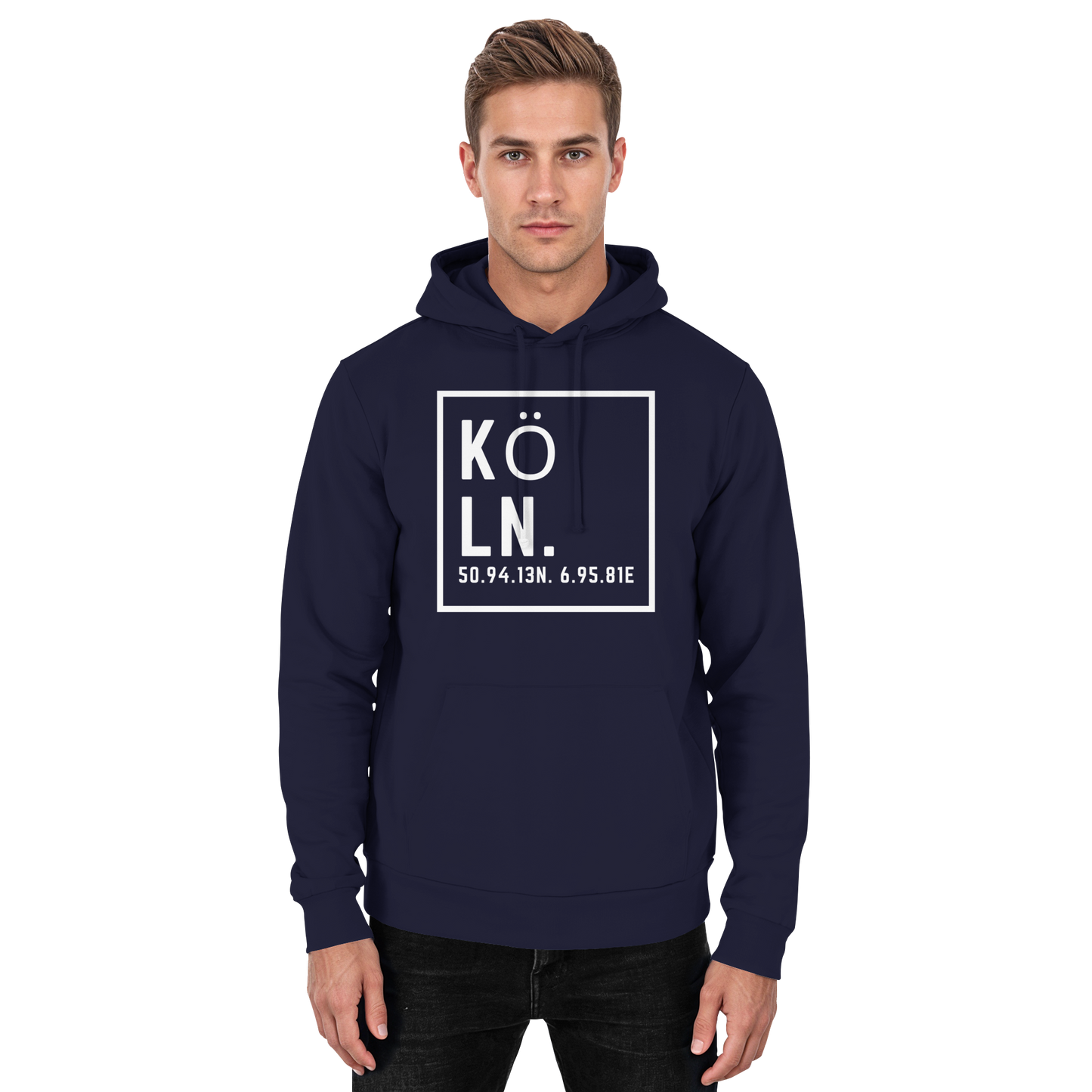 Köln Koordinaten (großer Druck auf der Brust) - Basic Unisex Hoodie