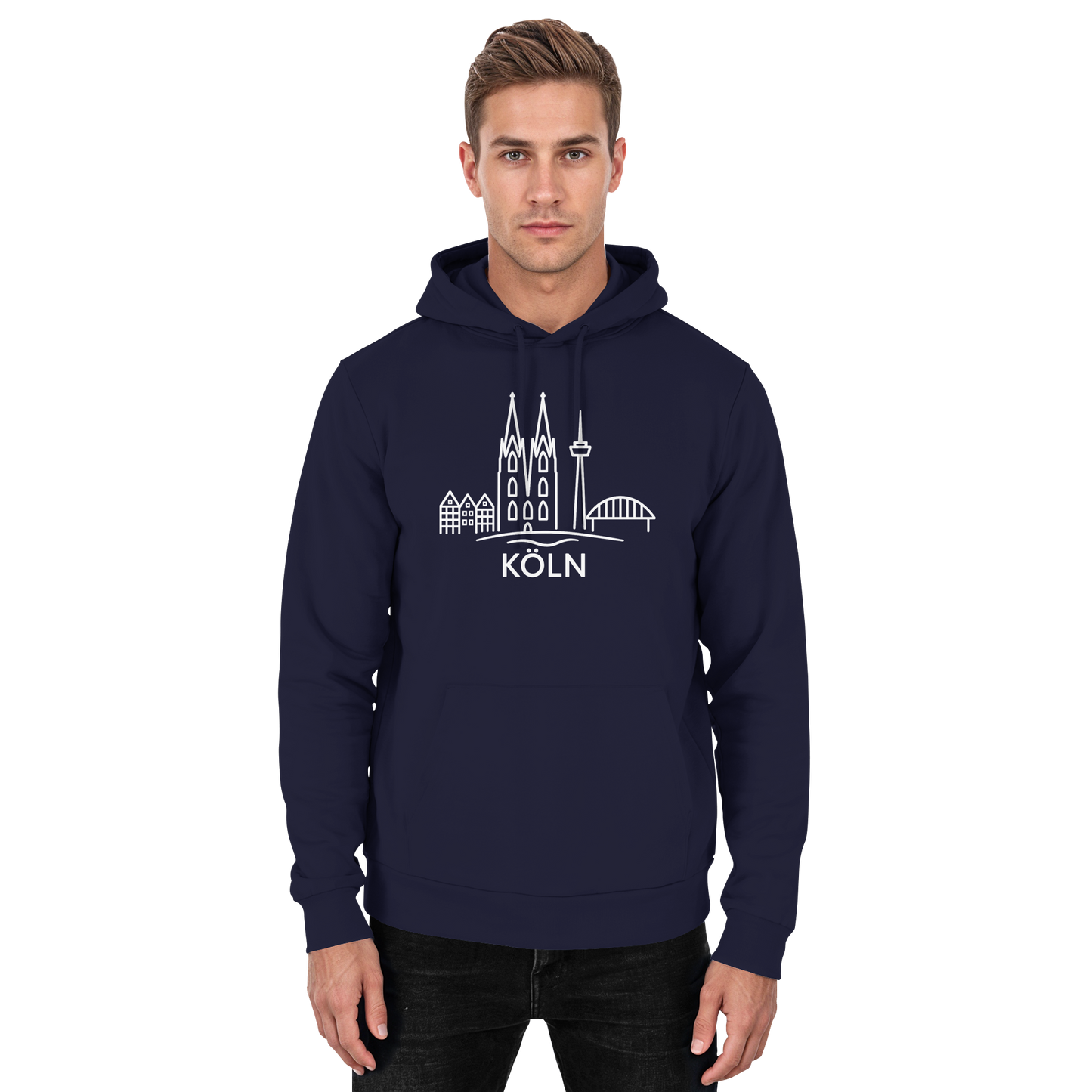 Köln Skyline (großer Druck auf der Brust) - Basic Unisex Hoodie