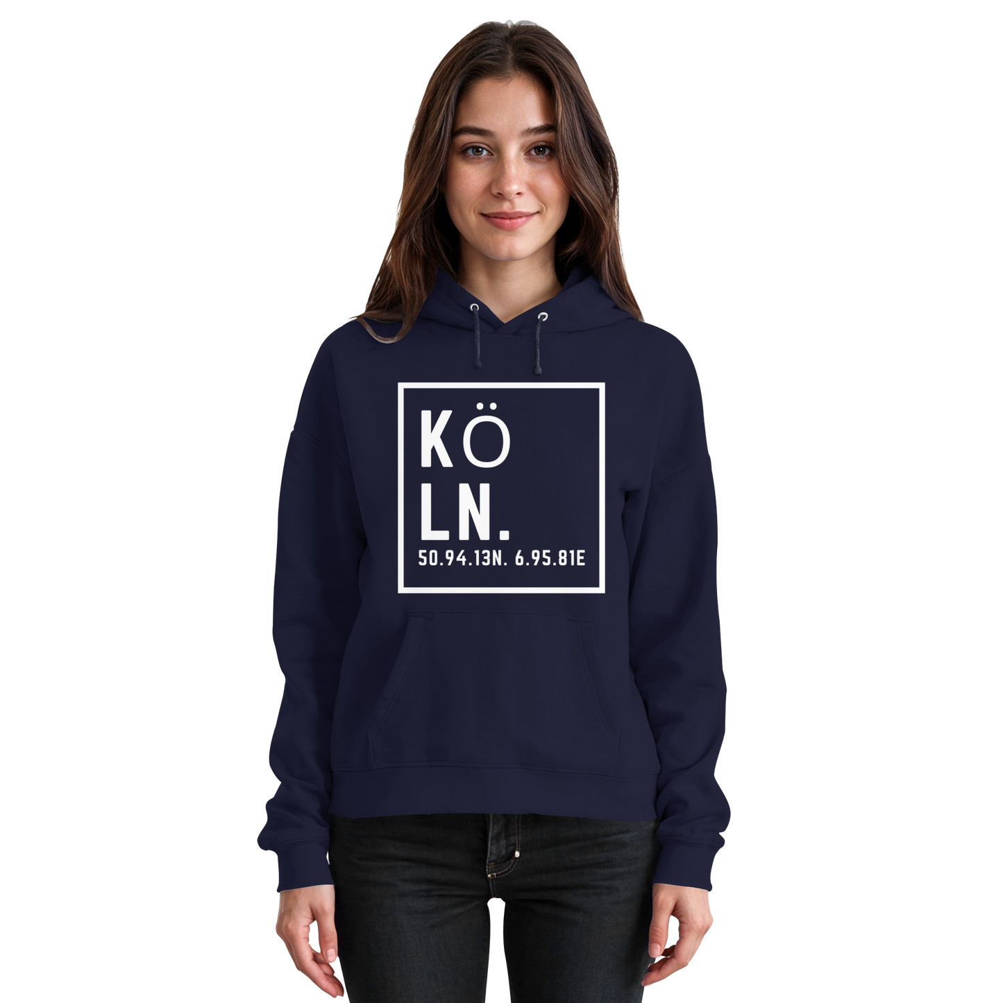 Köln Koordinaten (großer Druck auf der Brust) - Basic Unisex Hoodie