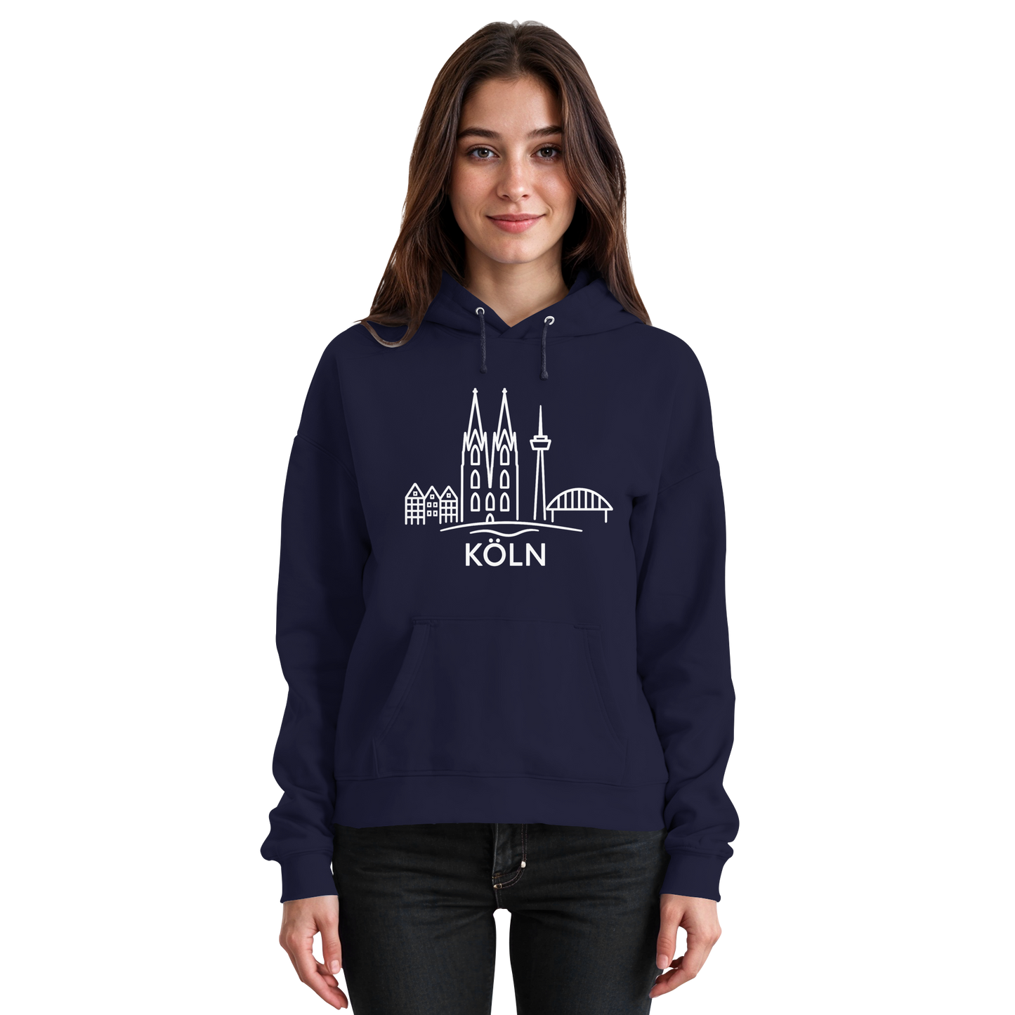 Köln Skyline (großer Druck auf der Brust) - Basic Unisex Hoodie