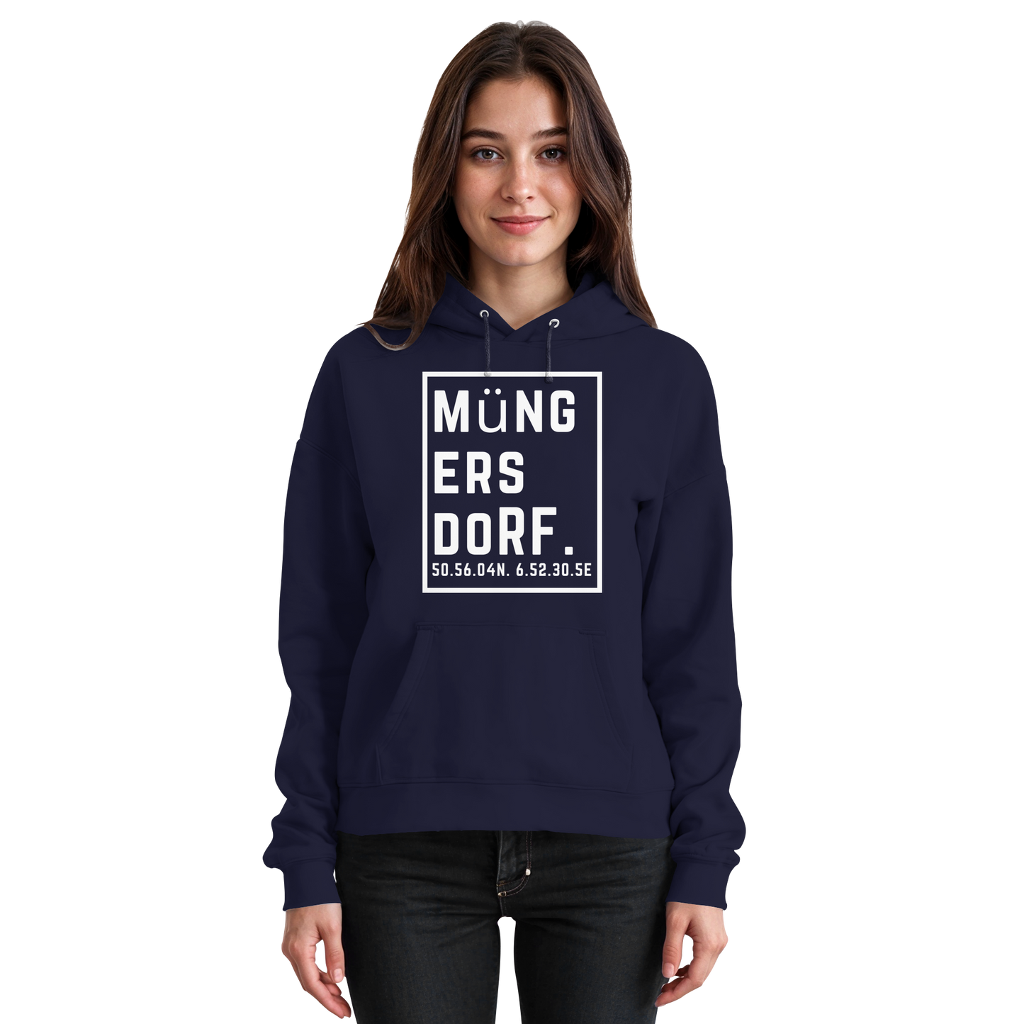 Müngersdorf Koordinaten (großer Druck auf der Brust) - Basic Unisex Hoodie