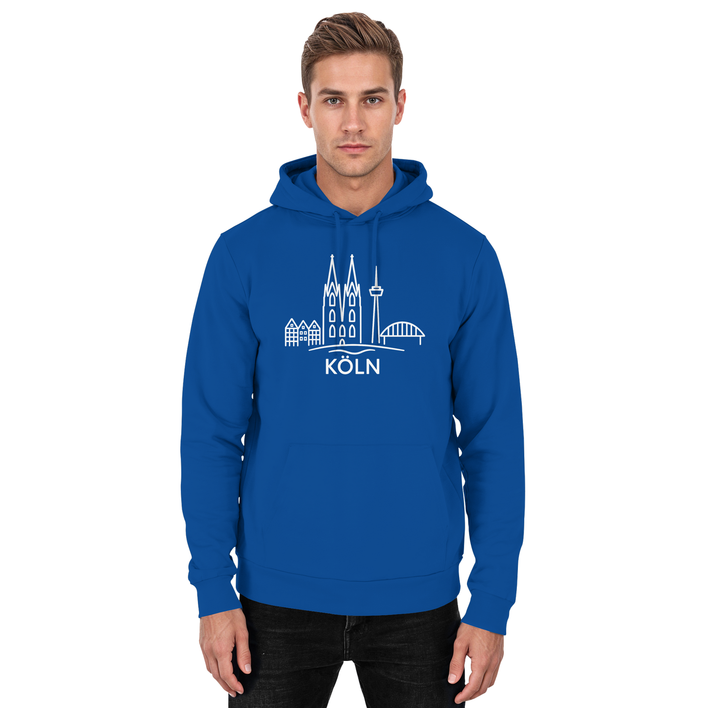 Köln Skyline (großer Druck auf der Brust) - Basic Unisex Hoodie