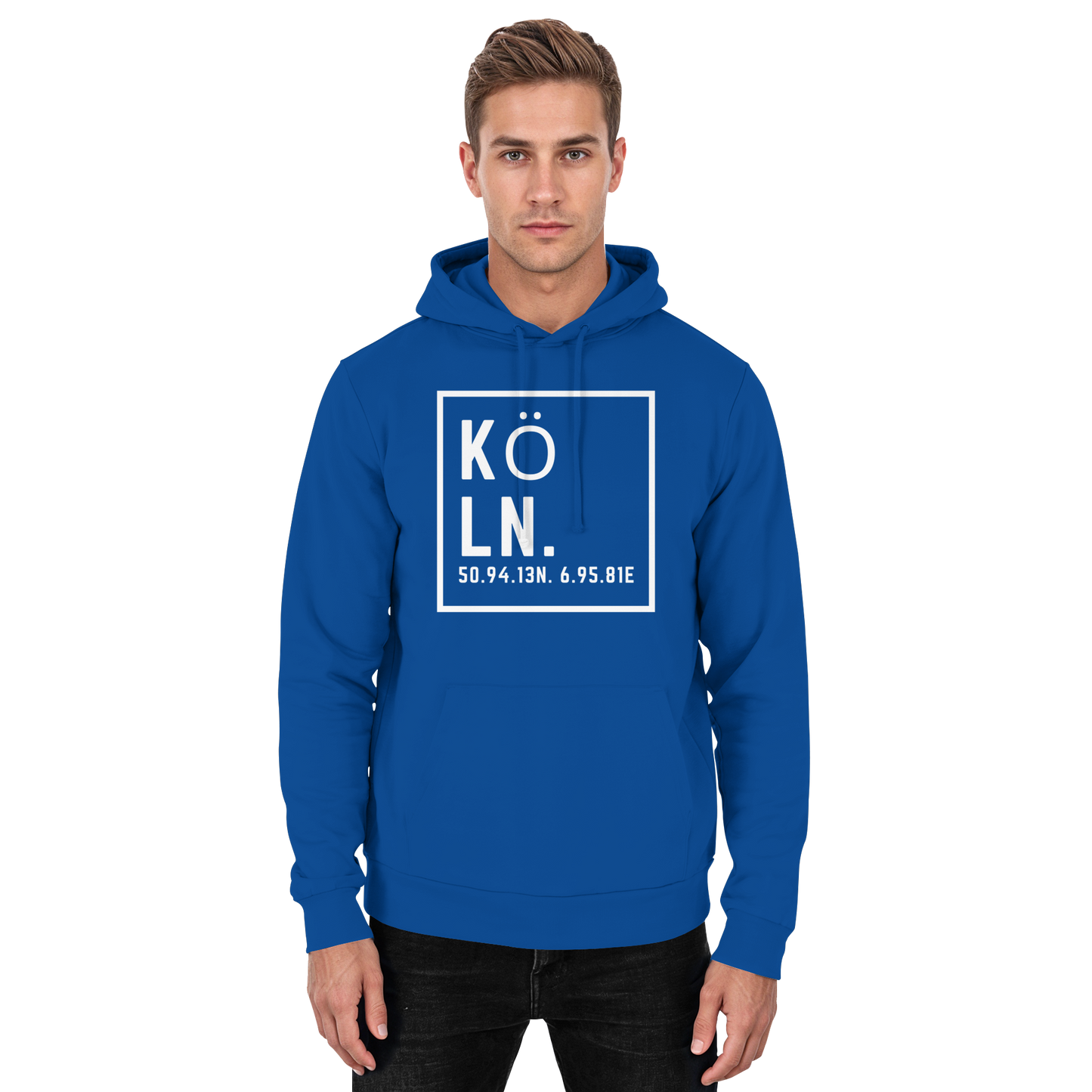 Köln Koordinaten (großer Druck auf der Brust) - Basic Unisex Hoodie