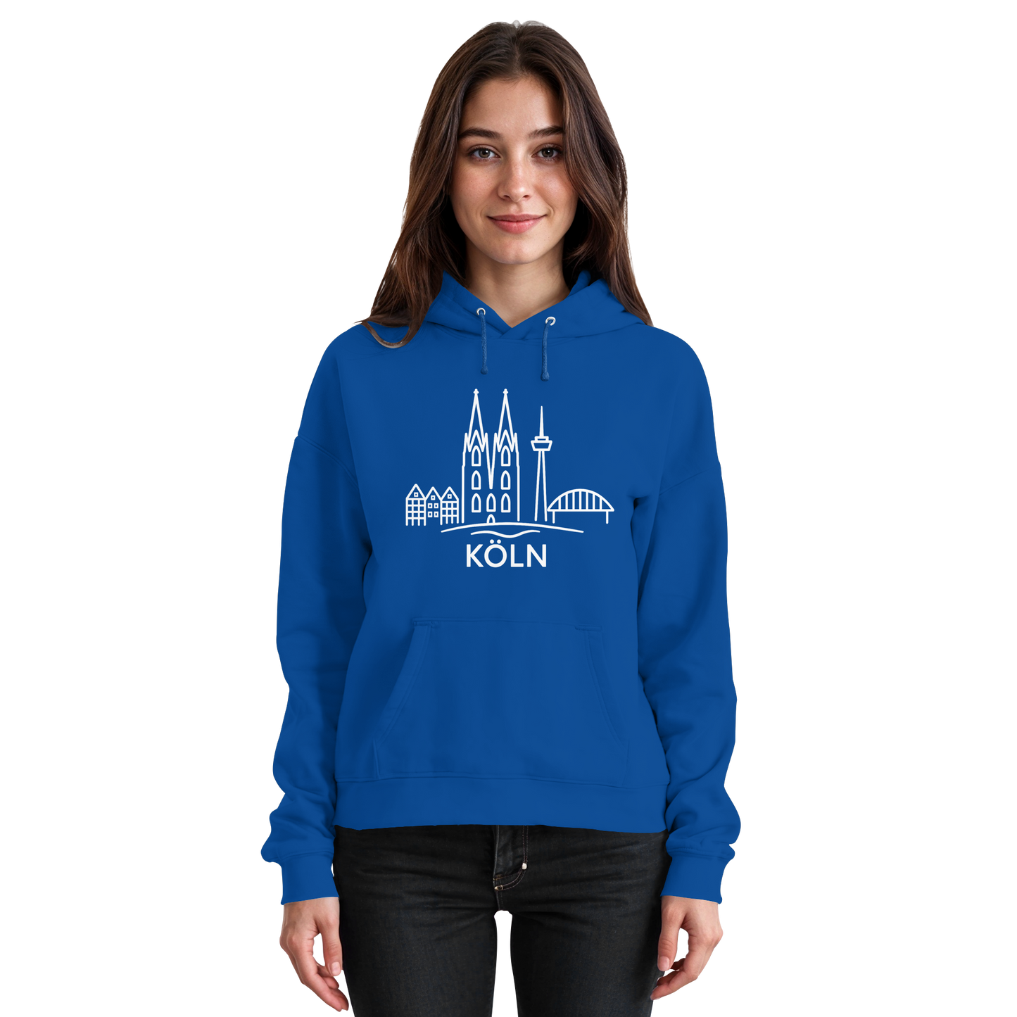 Köln Skyline (großer Druck auf der Brust) - Basic Unisex Hoodie