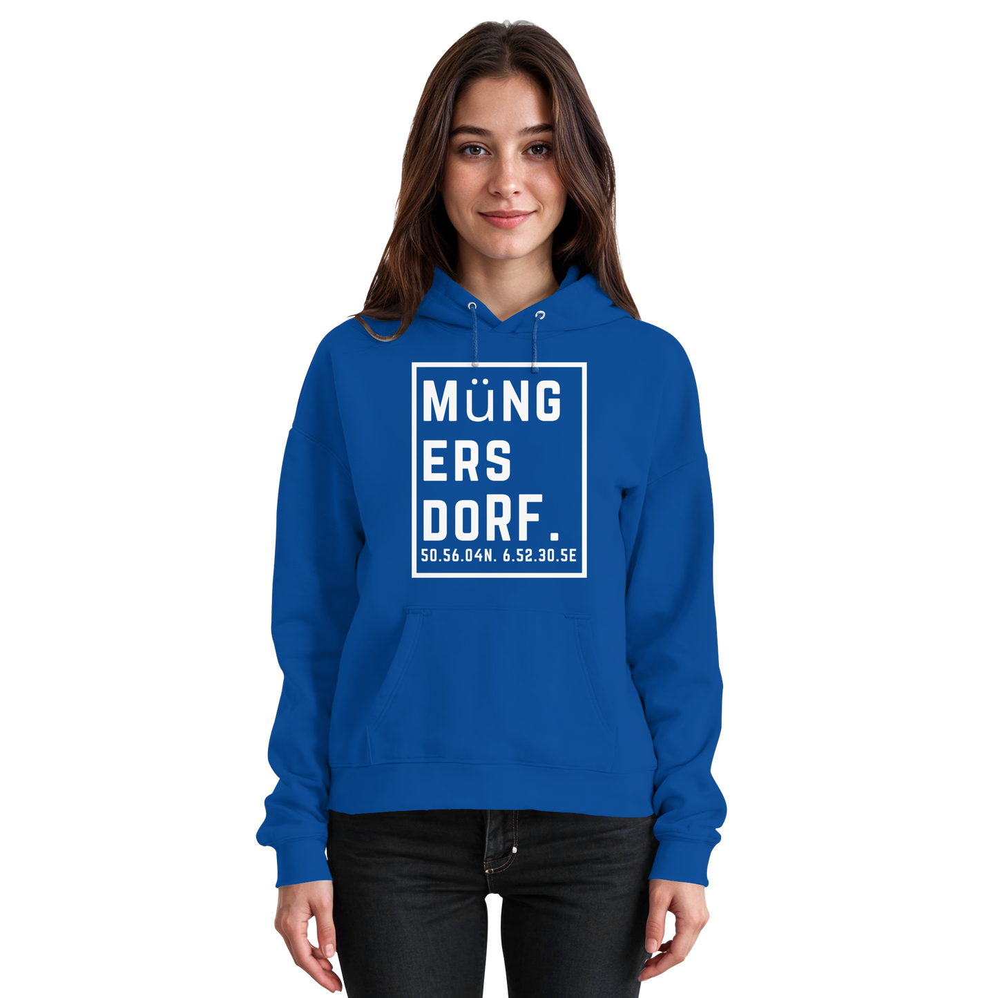 Müngersdorf Koordinaten (großer Druck auf der Brust) - Basic Unisex Hoodie