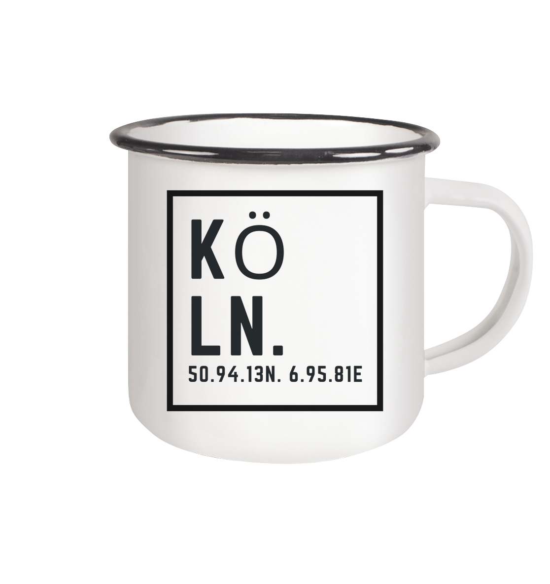 Köln Skyline (Druck) - Emaille Tasse (Black)