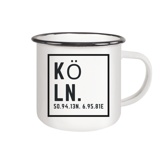 Köln Skyline (Druck) - Emaille Tasse (Black)