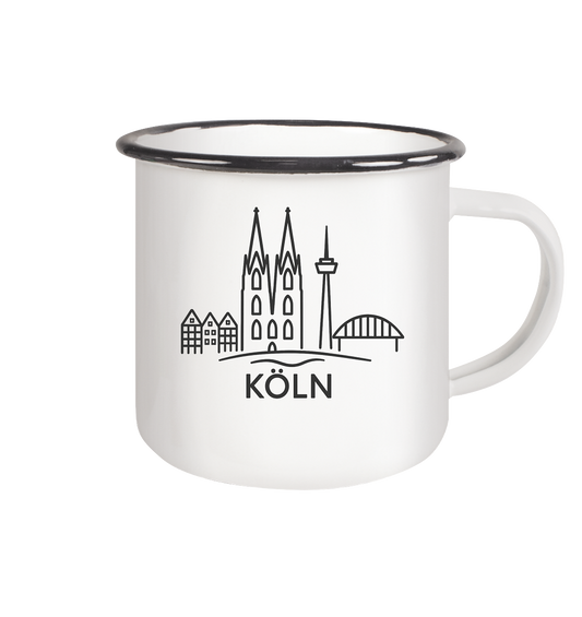 Köln Skyline (Druck) - Emaille Tasse (Black)