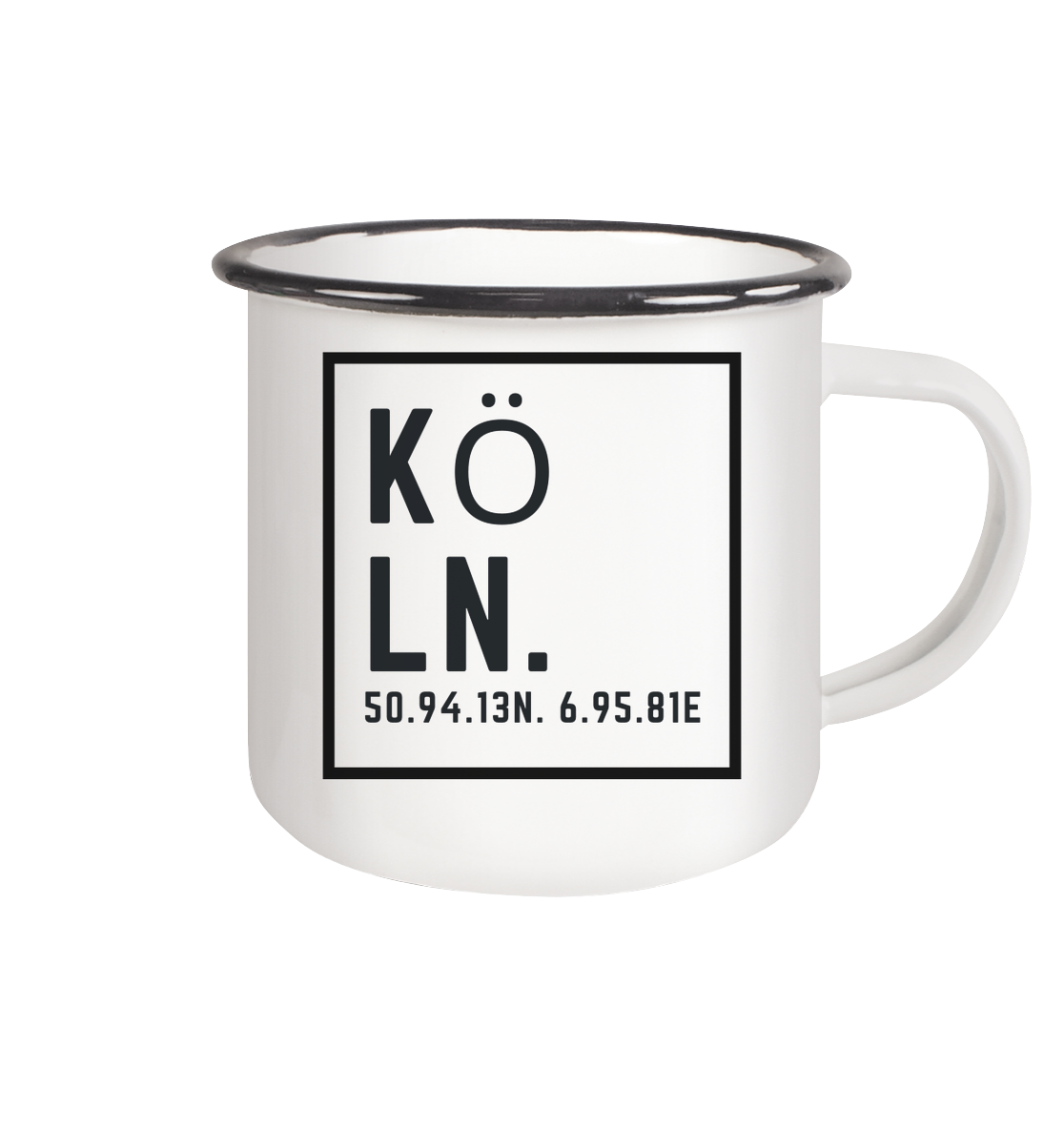 Köln Koordinaten (Druck) - Accessoires - Emaille Tasse (Black)