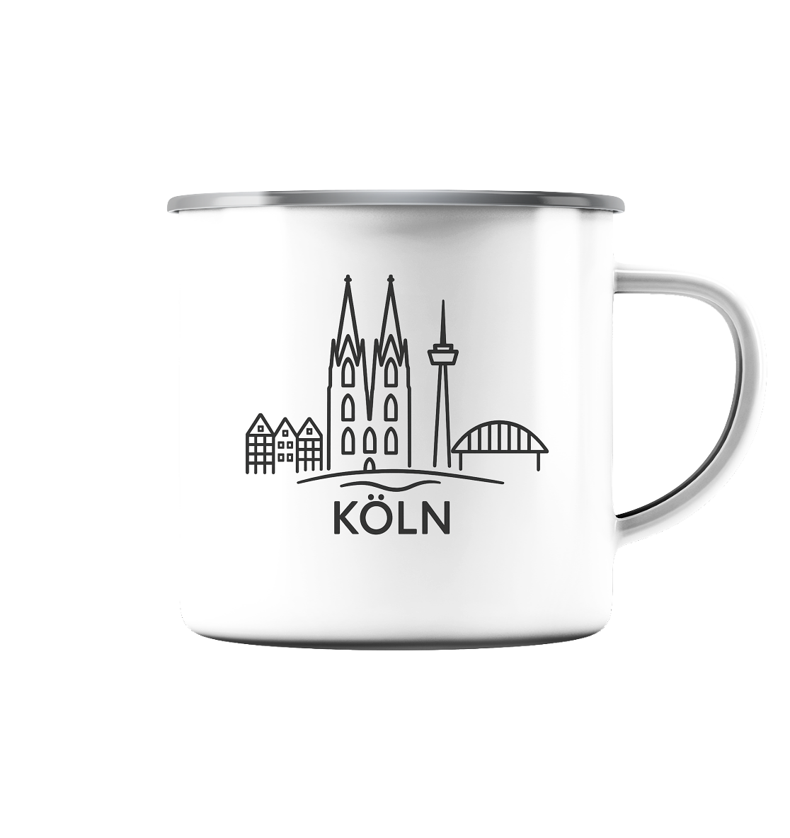 Köln Skyline (Druck) - Emaille Tasse (Silber)