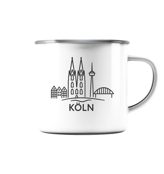 Köln Skyline (Druck) - Emaille Tasse (Silber)