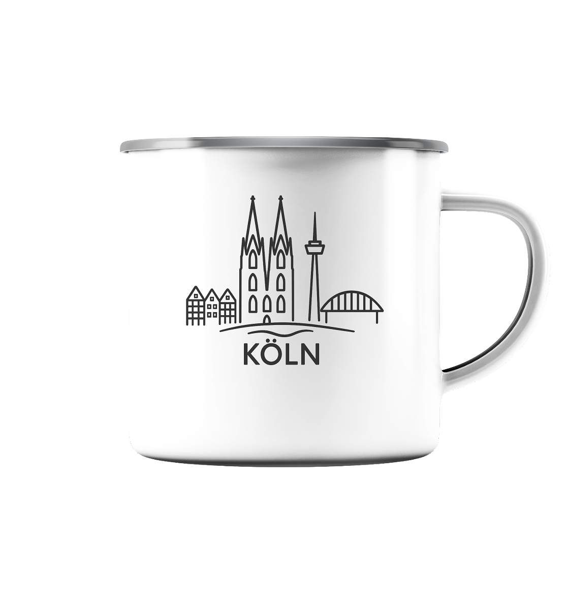 Köln Skyline (Druck) - Accessoires - Emaille Tasse (Silber)