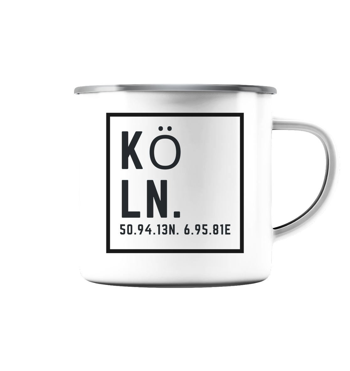 Köln Skyline (Druck) - Emaille Tasse (Silber)