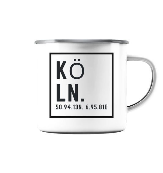 Köln Skyline (Druck) - Emaille Tasse (Silber)