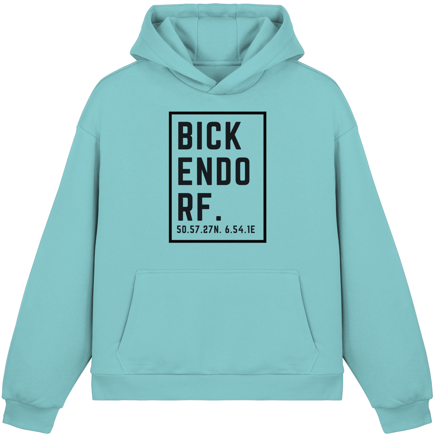 Bickendorf Koordinaten (großer Druck auf der Brust) - Fluffy Boxcut Hoodie