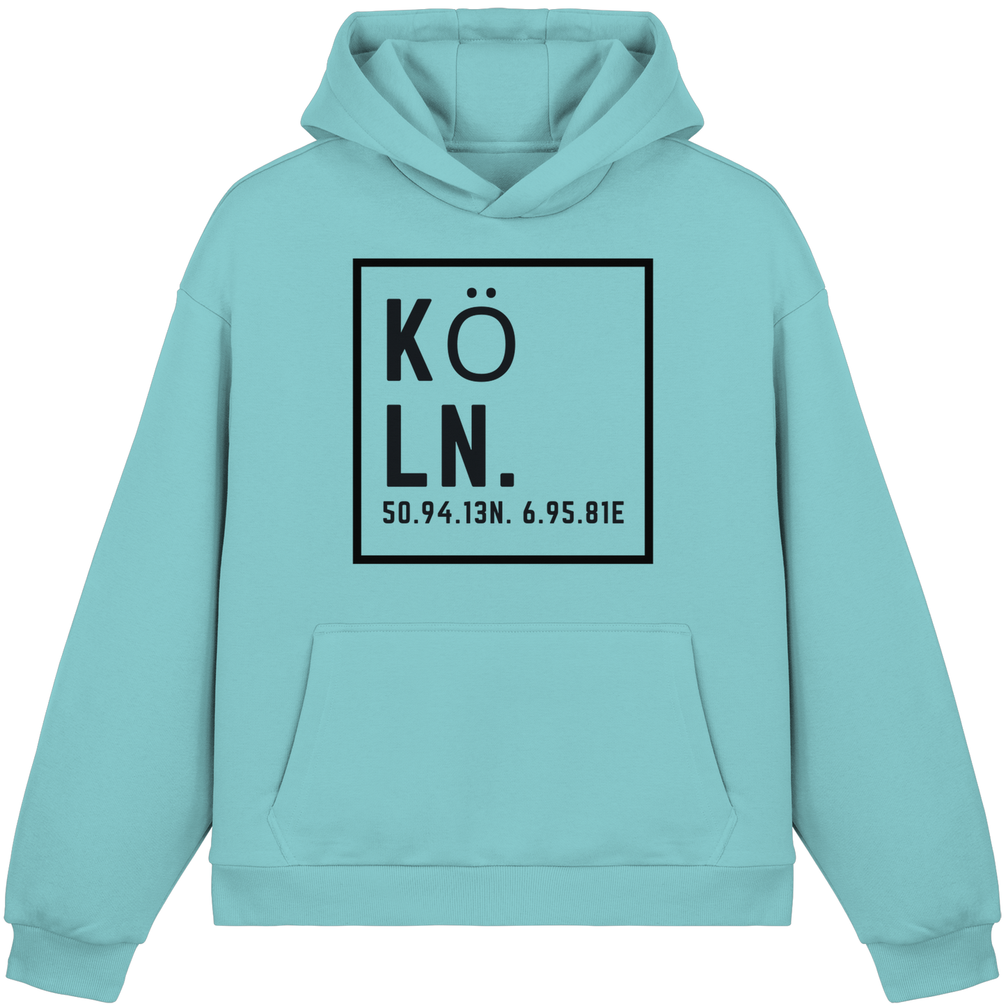 Köln Koordinaten (großer Druck auf der Brust) - Fluffy Boxcut Hoodie