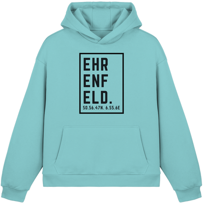 Ehrenfeld Koordinaten (großer Druck auf der Brust) - Fluffy Boxcut Hoodie