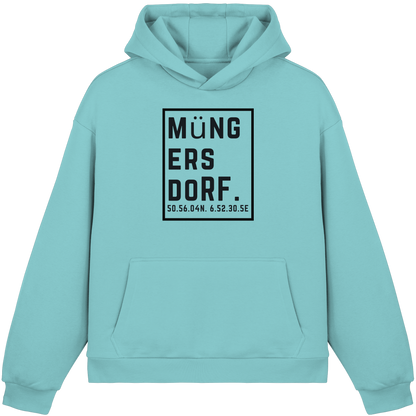Müngersdorf Koordinaten (großer Druck auf der Brust) - Fluffy Boxcut Hoodie