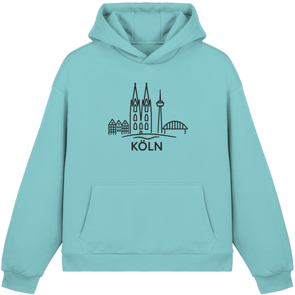 Köln Skyline (großer Druck auf der Brust) - Fluffy Boxcut Hoodie