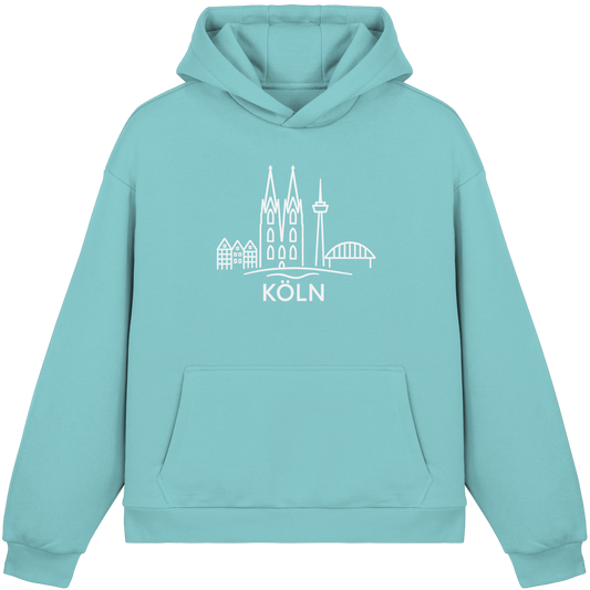 Köln Skyline (großer Druck auf der Brust) - Fluffy Boxcut Hoodie