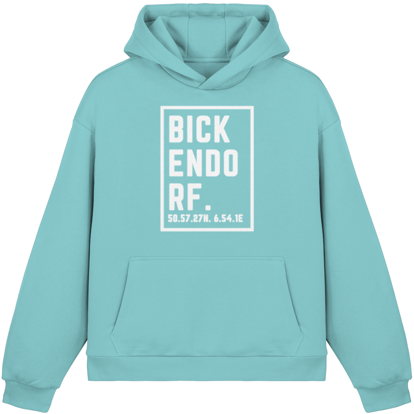 Bickendorf Koordinaten (großer Druck auf der Brust) - Fluffy Boxcut Hoodie