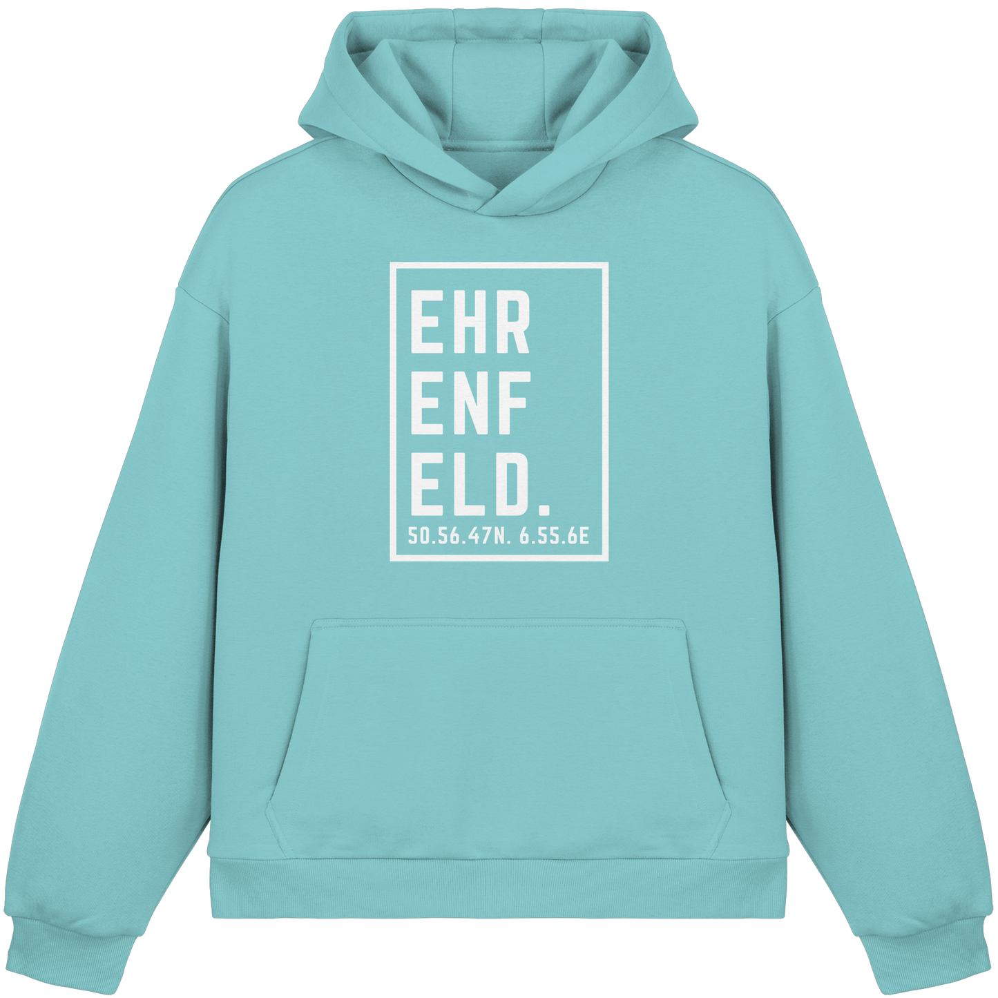 Ehrenfeld Koordinaten (großer Druck auf der Brust) - Fluffy Boxcut Hoodie