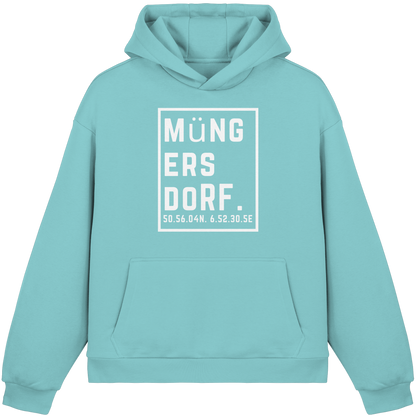 Müngersdorf Koordinaten (großer Druck auf der Brust) - Fluffy Boxcut Hoodie