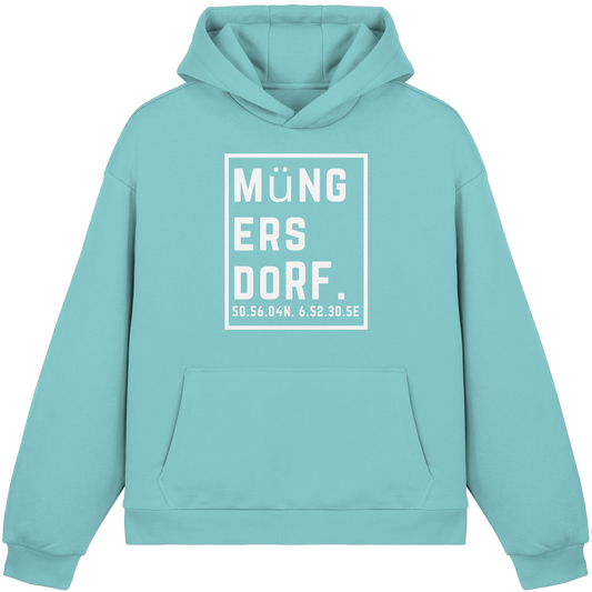Müngersdorf Koordinaten (großer Druck auf der Brust) - Fluffy Boxcut Hoodie