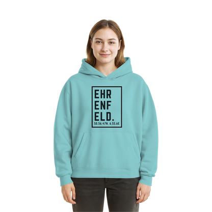 Ehrenfeld Koordinaten (großer Druck auf der Brust) - Fluffy Boxcut Hoodie
