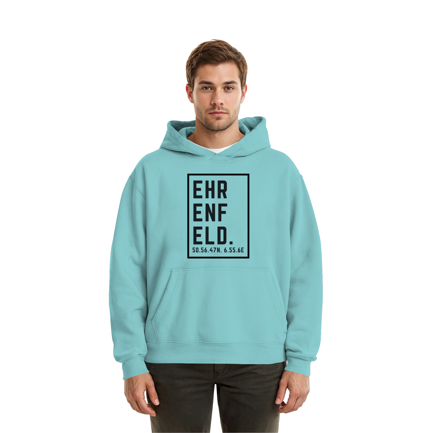 Ehrenfeld Koordinaten (großer Druck auf der Brust) - Fluffy Boxcut Hoodie