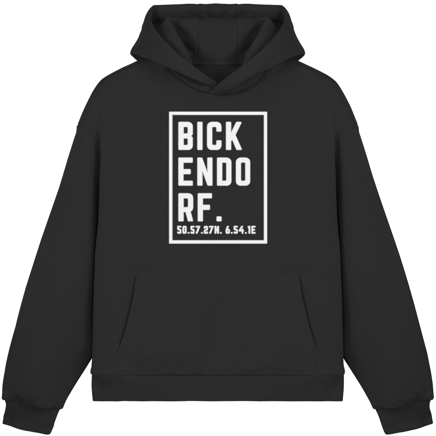 Bickendorf Koordinaten (großer Druck auf der Brust) - Fluffy Boxcut Hoodie