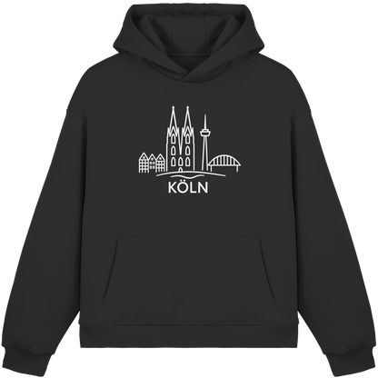 Köln Skyline (großer Druck auf der Brust) - Fluffy Boxcut Hoodie