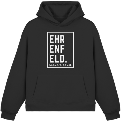 Ehrenfeld Koordinaten (großer Druck auf der Brust) - Fluffy Boxcut Hoodie