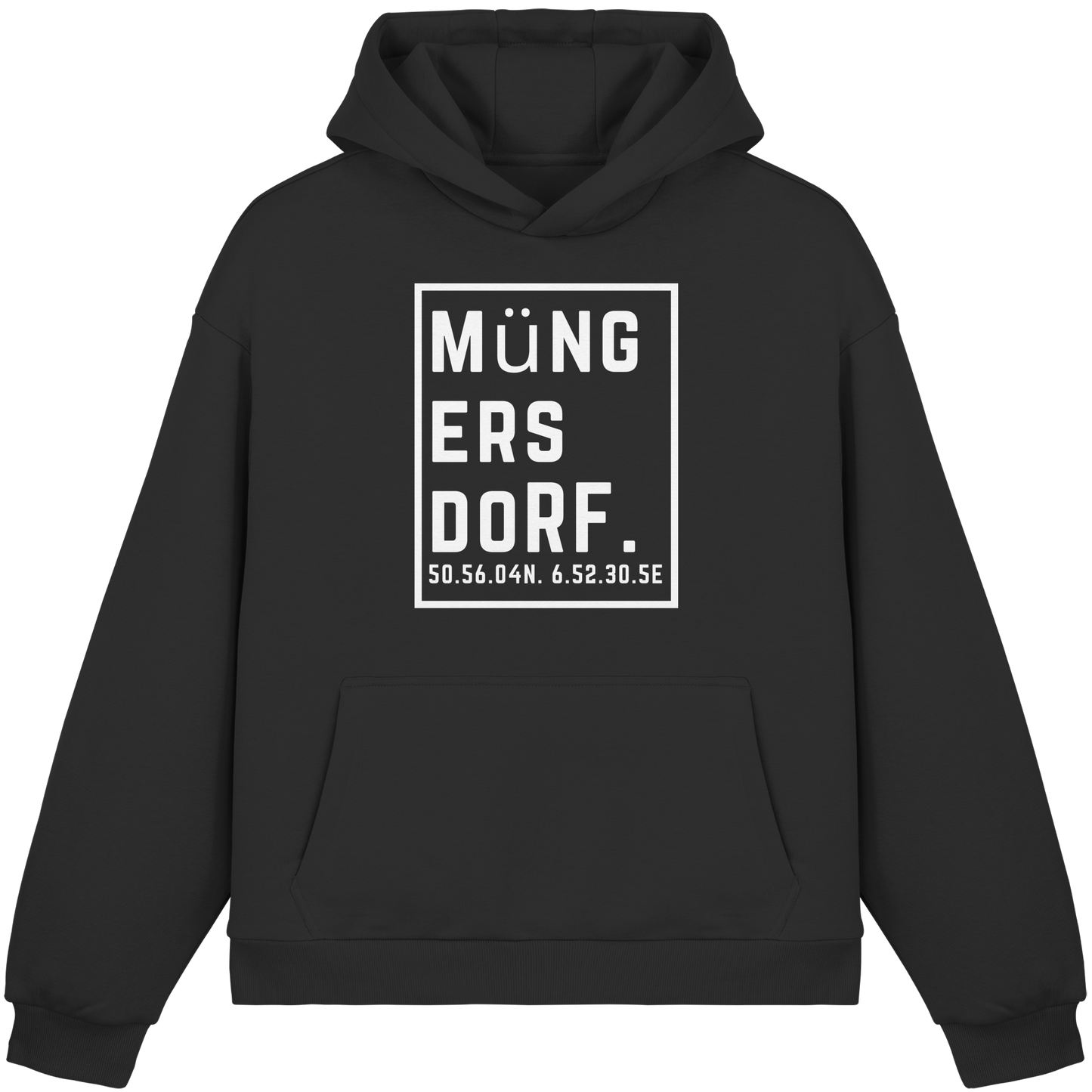 Müngersdorf Koordinaten (großer Druck auf der Brust) - Fluffy Boxcut Hoodie