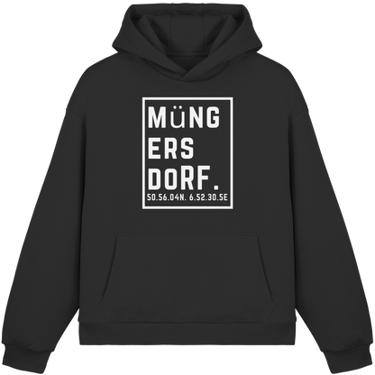 Müngersdorf Koordinaten (großer Druck auf der Brust) - Fluffy Boxcut Hoodie