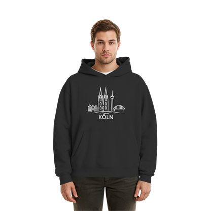 Köln Skyline (großer Druck auf der Brust) - Fluffy Boxcut Hoodie