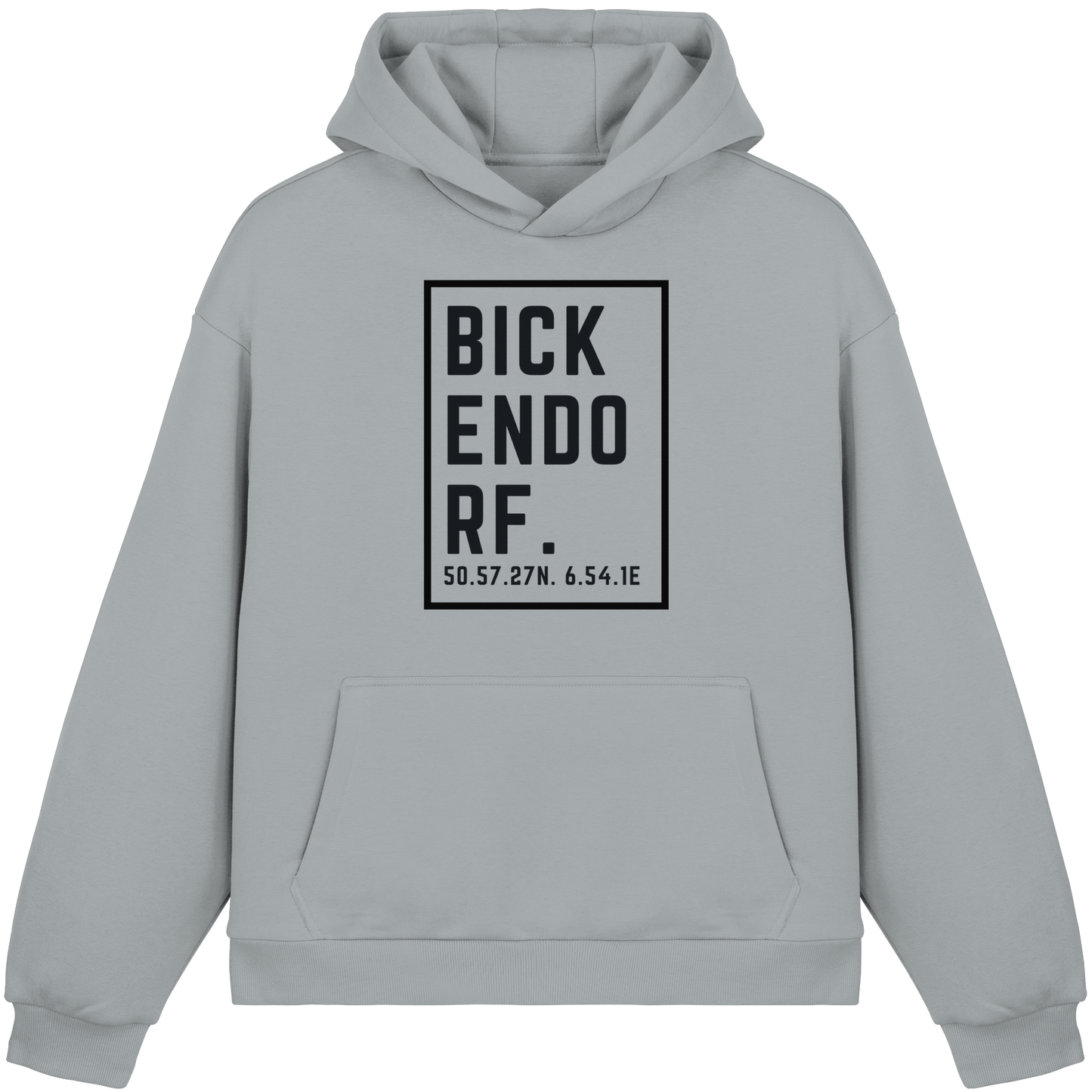Bickendorf Koordinaten (großer Druck auf der Brust) - Fluffy Boxcut Hoodie