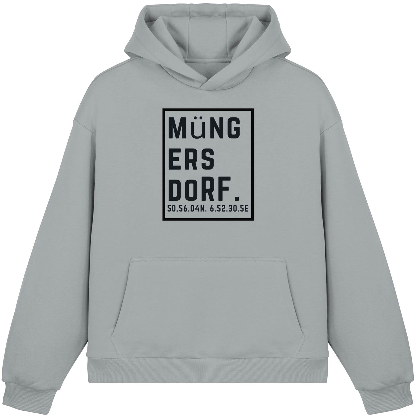 Müngersdorf Koordinaten (großer Druck auf der Brust) - Fluffy Boxcut Hoodie