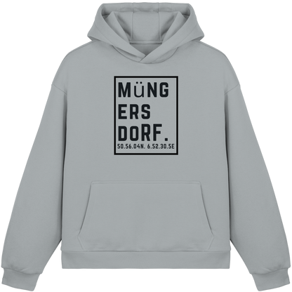 Müngersdorf Koordinaten (großer Druck auf der Brust) - Fluffy Boxcut Hoodie