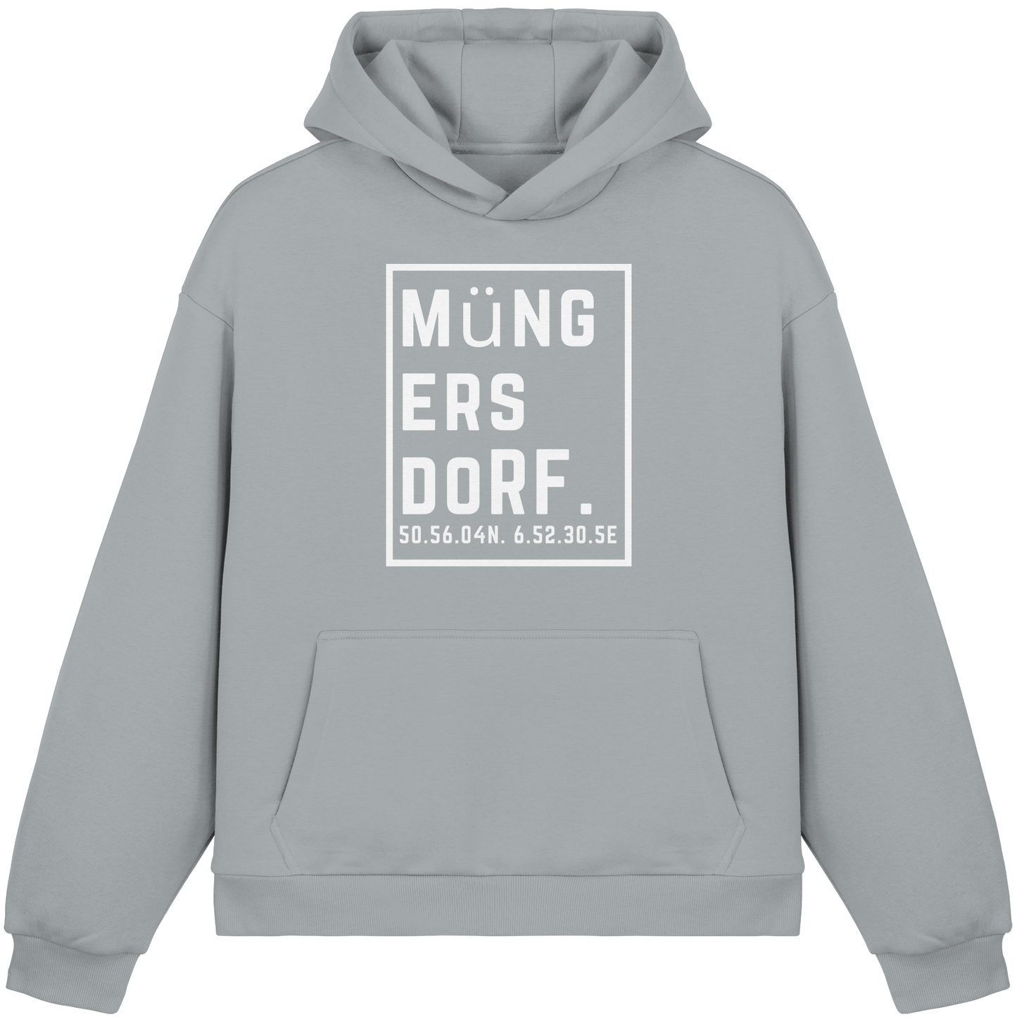 Müngersdorf Koordinaten (großer Druck auf der Brust) - Fluffy Boxcut Hoodie