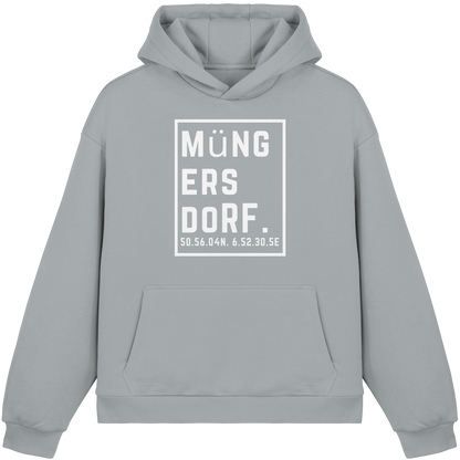 Müngersdorf Koordinaten (großer Druck auf der Brust) - Fluffy Boxcut Hoodie