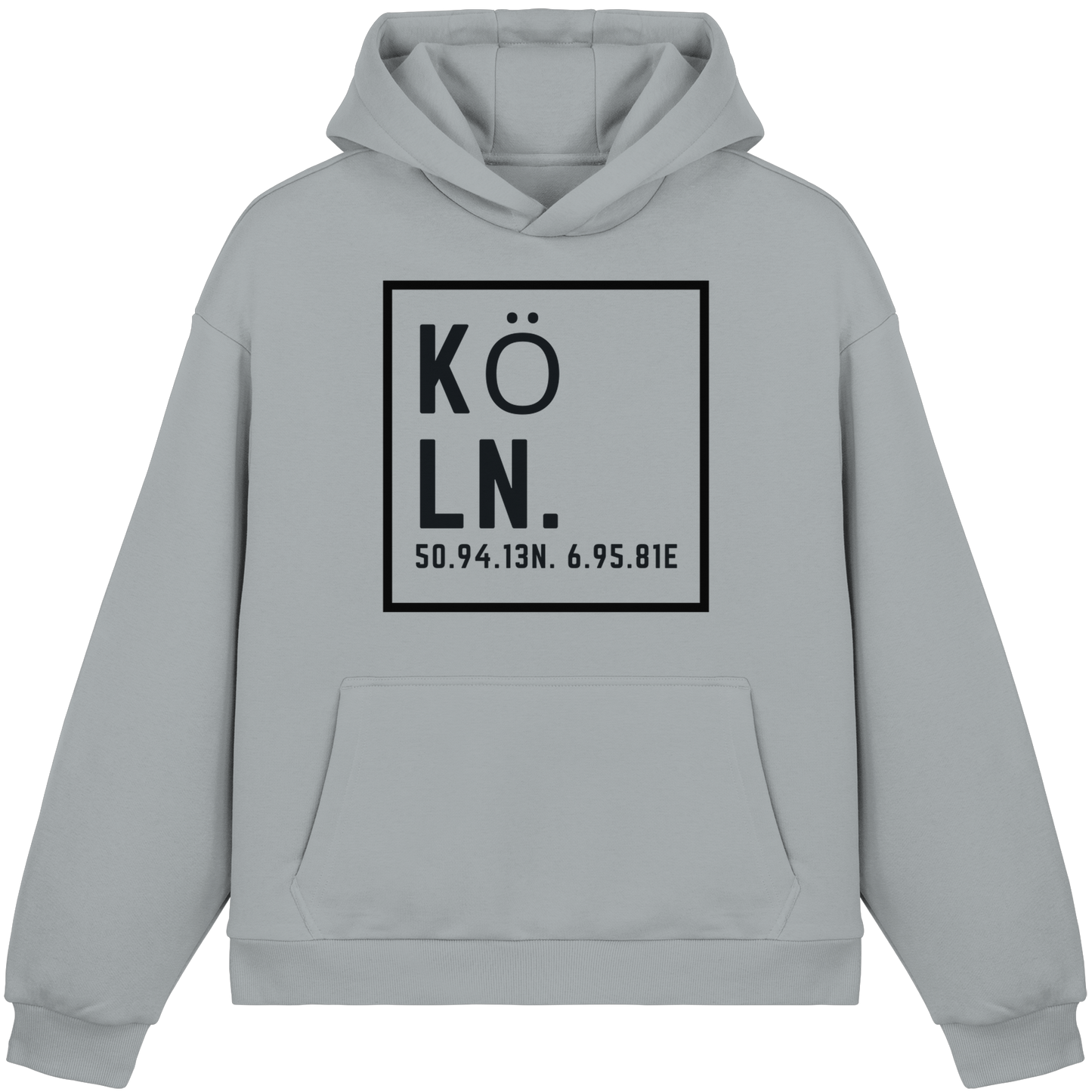 Köln Koordinaten (großer Druck auf der Brust) - Fluffy Boxcut Hoodie