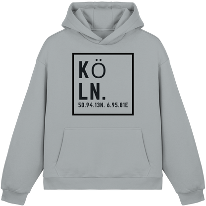 Köln Koordinaten (großer Druck auf der Brust) - Fluffy Boxcut Hoodie