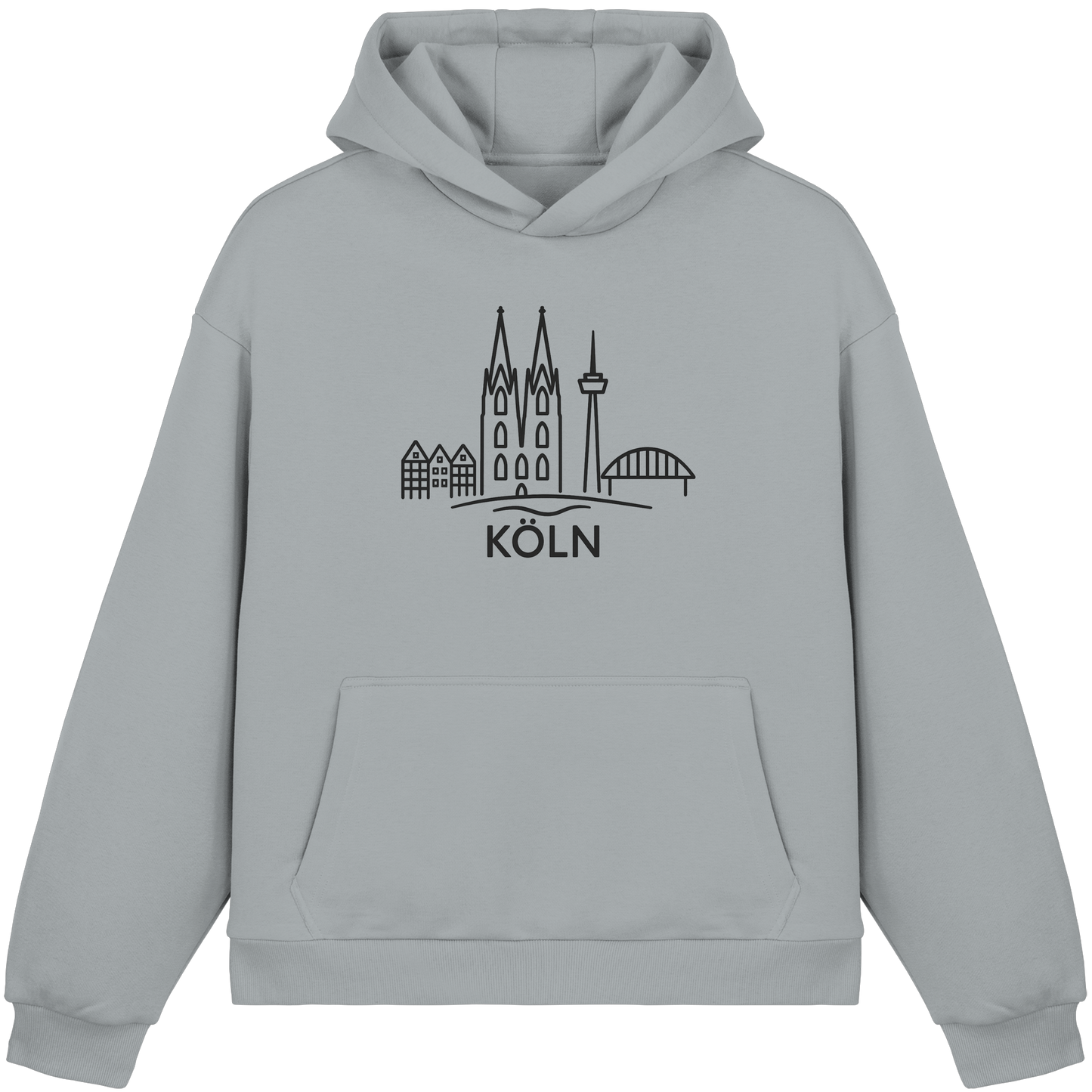 Köln Skyline (großer Druck auf der Brust) - Fluffy Boxcut Hoodie