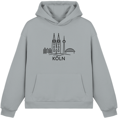 Köln Skyline (großer Druck auf der Brust) - Fluffy Boxcut Hoodie