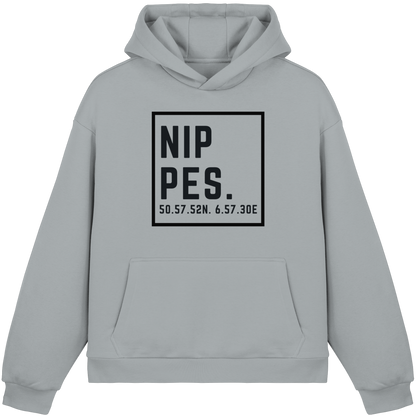 Nippes Koordinaten (großer Druck auf der Brust) - Fluffy Boxcut Hoodie