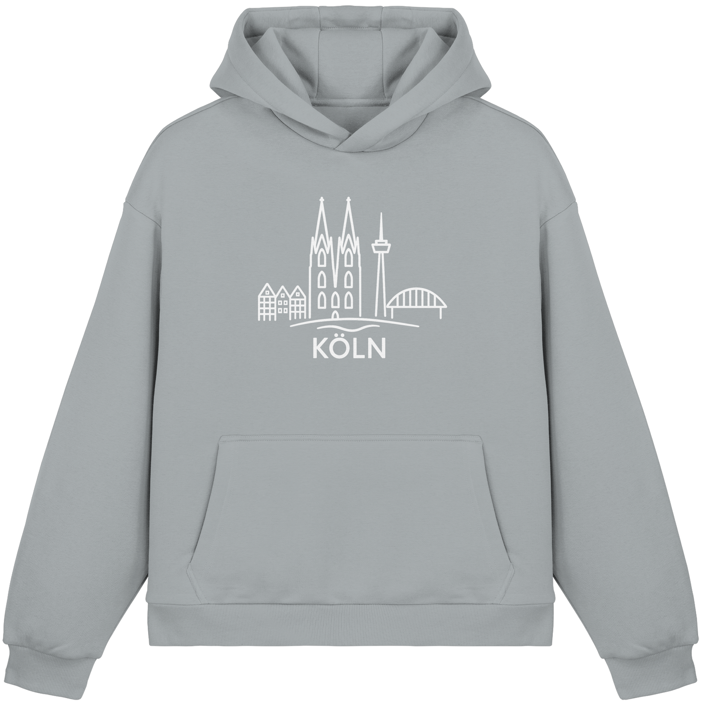 Köln Skyline (großer Druck auf der Brust) - Fluffy Boxcut Hoodie