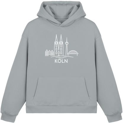 Köln Skyline (großer Druck auf der Brust) - Fluffy Boxcut Hoodie
