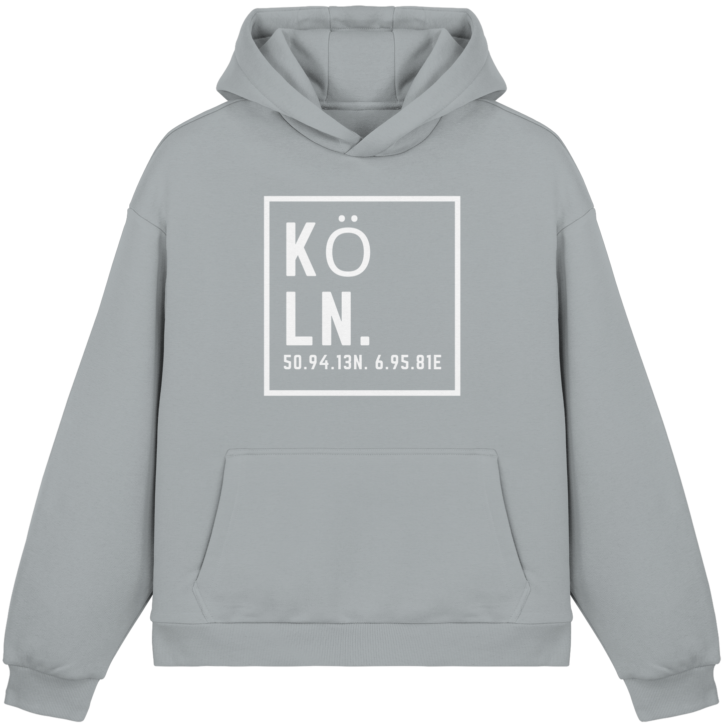Köln Koordinaten (großer Druck auf der Brust) - Fluffy Boxcut Hoodie