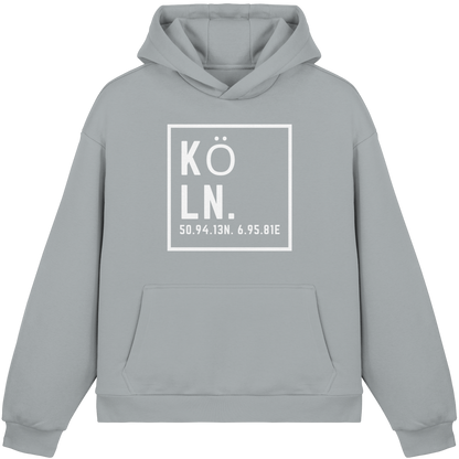 Köln Koordinaten (großer Druck auf der Brust) - Fluffy Boxcut Hoodie